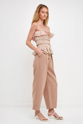 ENGLISH FACTORY - Floral Smocked Sleeveless Top - TOPS available at Objectrare