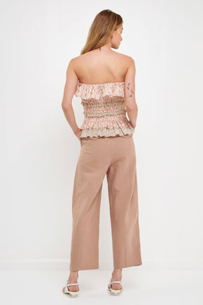 ENGLISH FACTORY - Floral Smocked Sleeveless Top - TOPS available at Objectrare