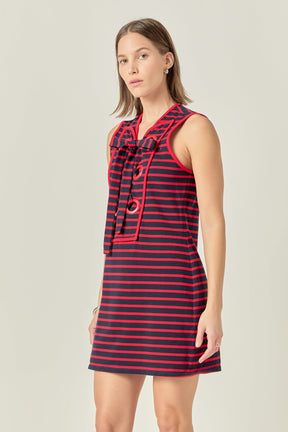 Striped Knit Lace Up Dress