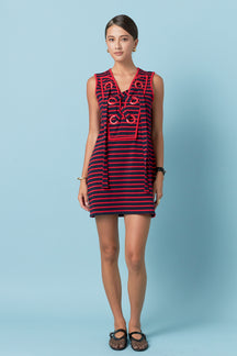 ENGLISH FACTORY - Striped Knit Lace Up Dress - DRESSES available at Objectrare