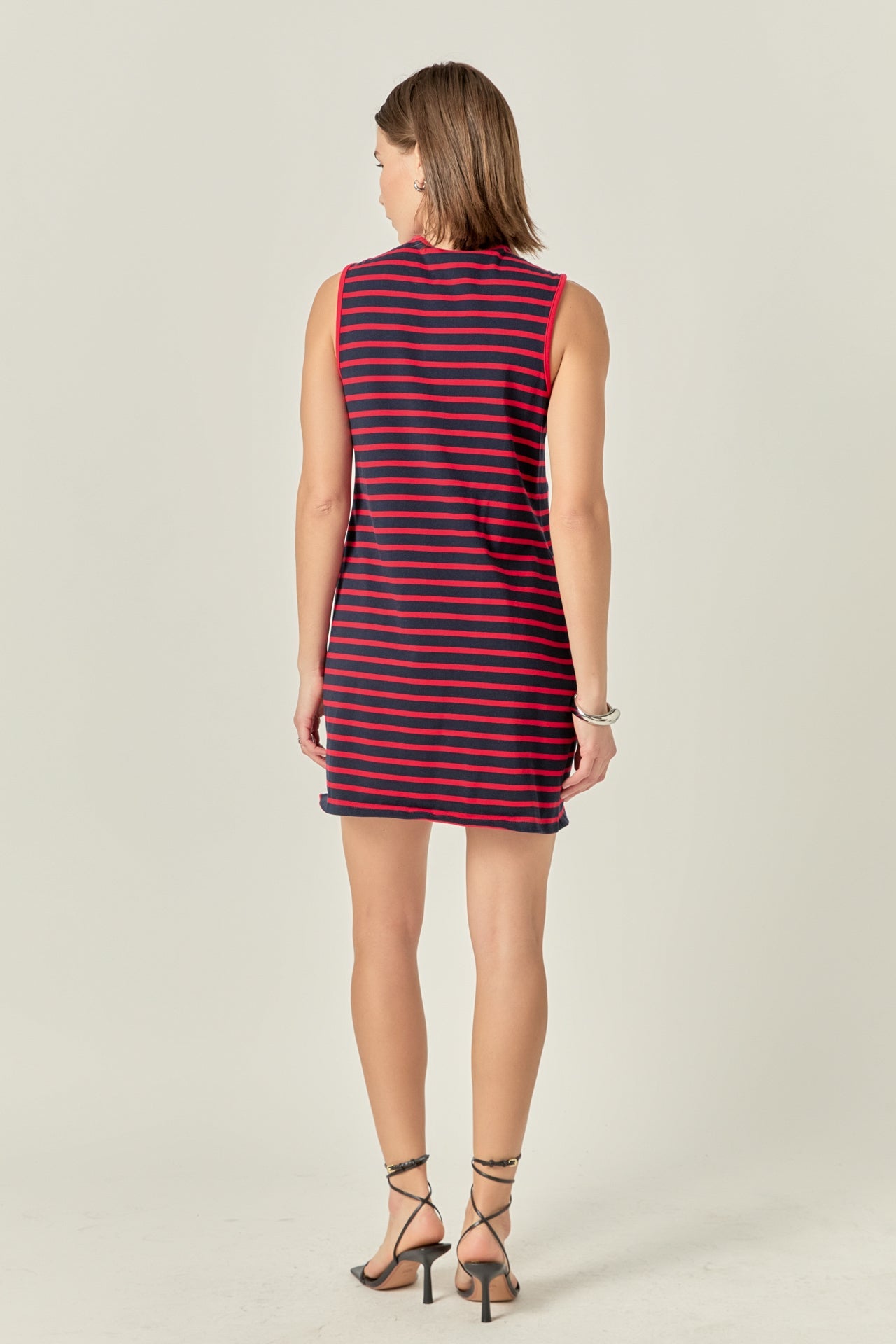 Striped Knit Lace Up Dress