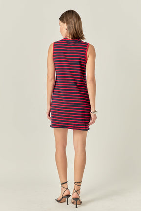 Striped Knit Lace Up Dress