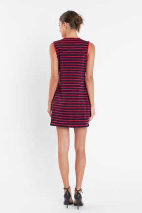 ENGLISH FACTORY - Striped Knit Lace Up Dress - DRESSES available at Objectrare