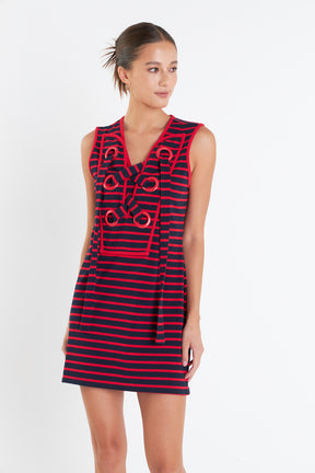 ENGLISH FACTORY - Striped Knit Lace Up Dress - DRESSES available at Objectrare