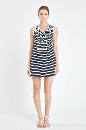 ENGLISH FACTORY - Striped Knit Lace Up Dress - DRESSES available at Objectrare