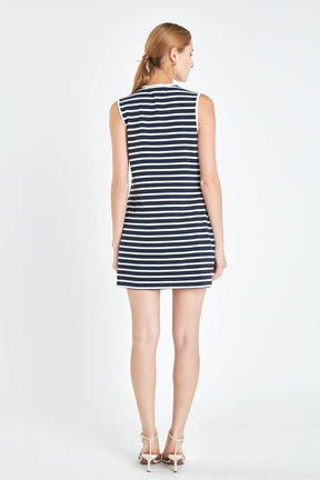 ENGLISH FACTORY - Striped Knit Lace Up Dress - DRESSES available at Objectrare