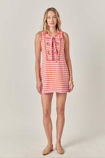 Striped Knit Lace Up Dress