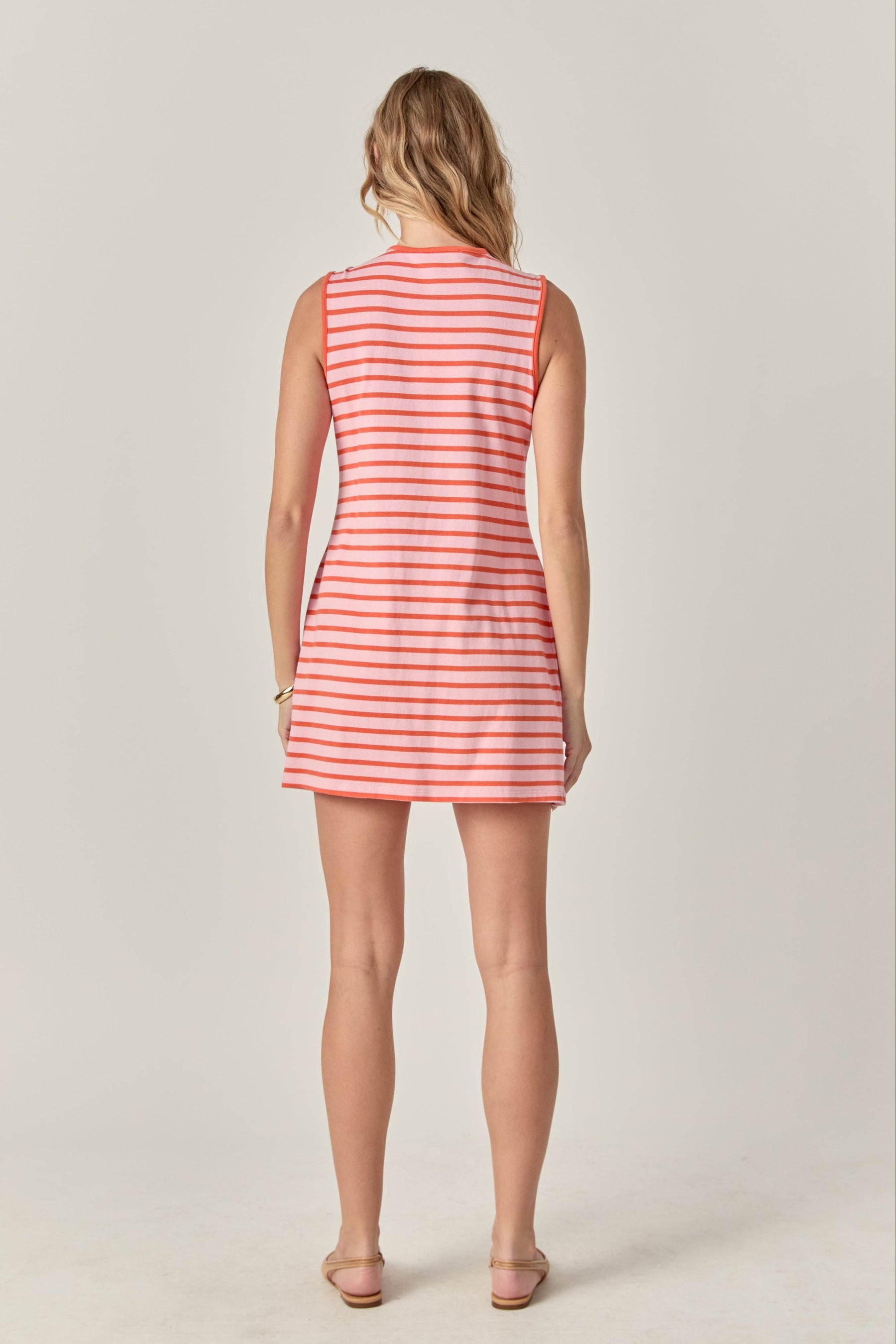 Striped Knit Lace Up Dress