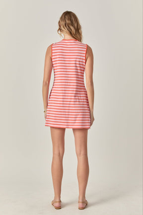 Striped Knit Lace Up Dress