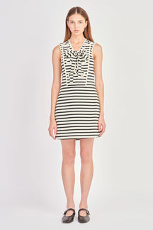 ENGLISH FACTORY - Striped Knit Lace Up Dress - DRESSES available at Objectrare