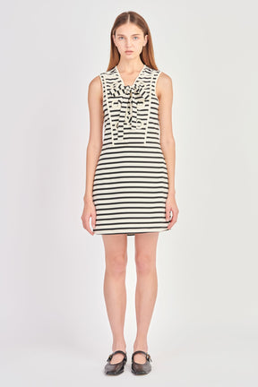 ENGLISH FACTORY - Striped Knit Lace Up Dress - DRESSES available at Objectrare