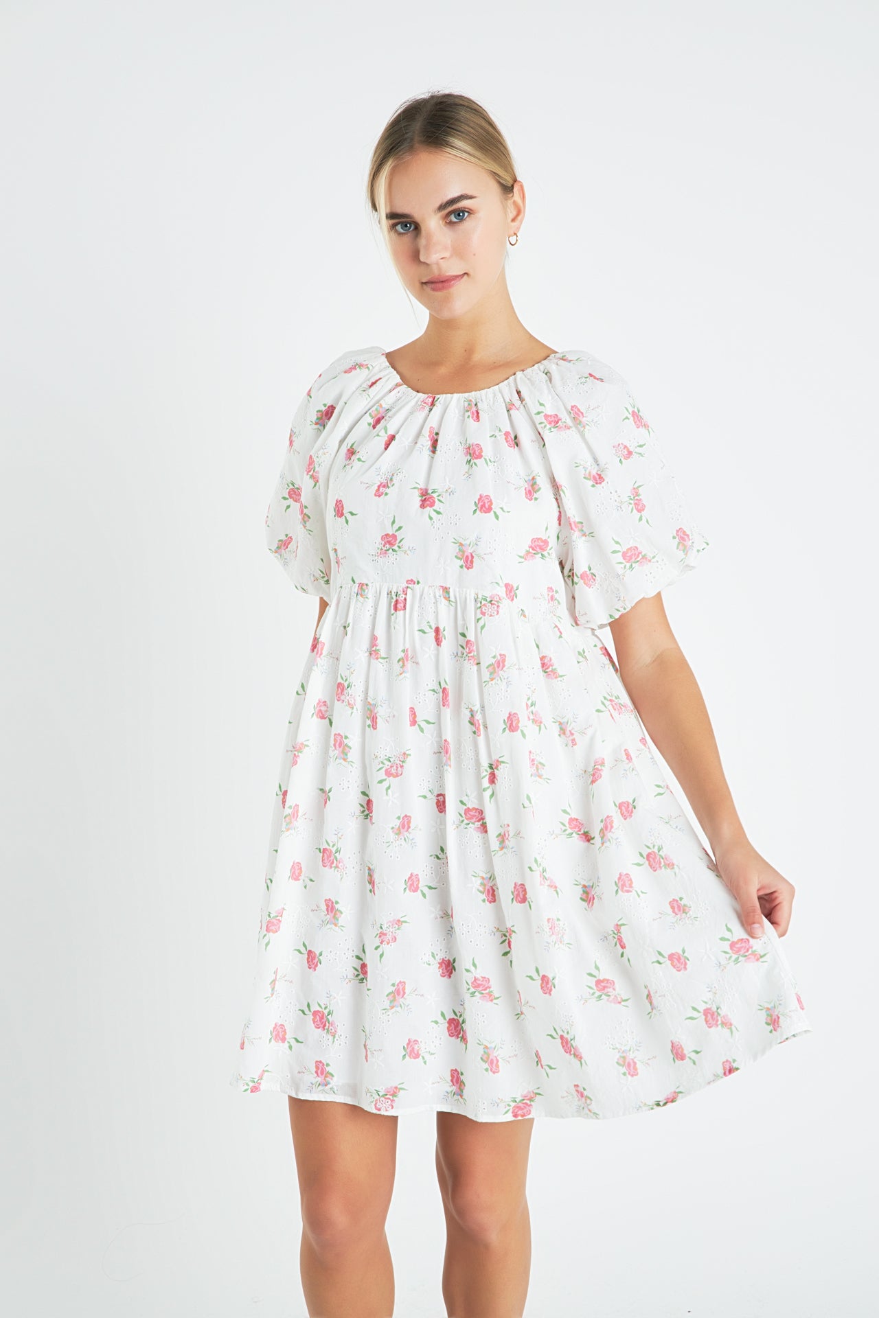 Floral Cotton Embroidered Dress