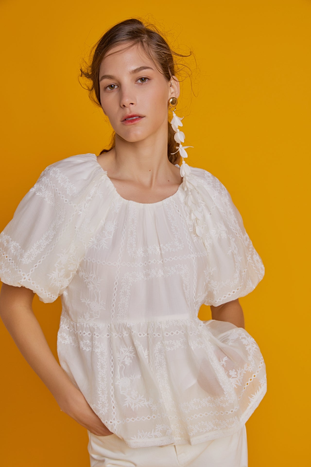 ENGLISH FACTORY - English Factory - Embroidered Babydoll Top - TOPS available at Objectrare