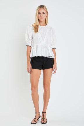 ENGLISH FACTORY - English Factory - Embroidered Blouse with Scalloped Hem - TOPS available at Objectrare