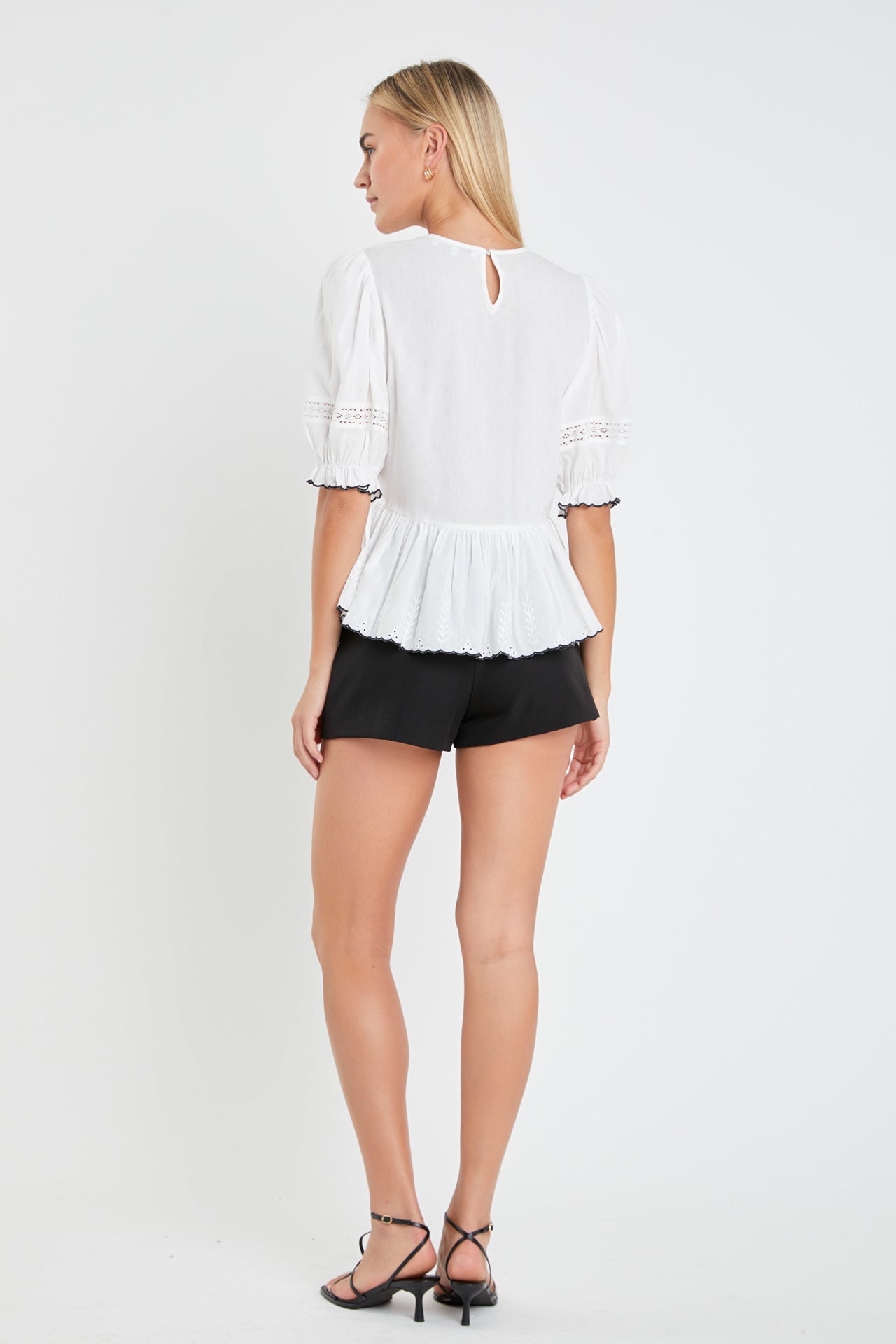 ENGLISH FACTORY - Embroidered Blouse with Scalloped Hem - TOPS available at Objectrare