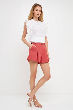 ENGLISH FACTORY - Ruffle Sleeve Embroidered Cotton Top - TOPS available at Objectrare