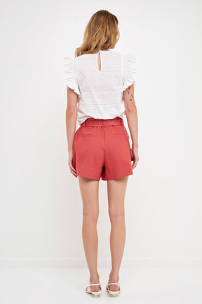 ENGLISH FACTORY - Ruffle Sleeve Embroidered Cotton Top - TOPS available at Objectrare