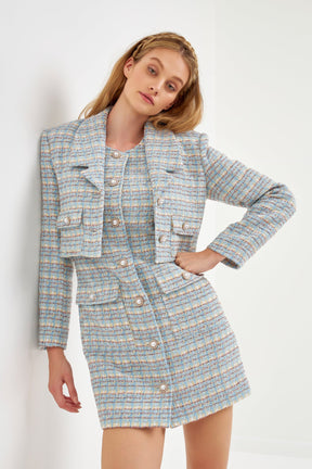 ENGLISH FACTORY - Metallic Tweed Cropped Blazer - BLAZERS available at Objectrare