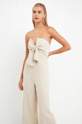 ENGLISH FACTORY - Bustier Front Tie Jumpsuit - JUMPSUITS available at Objectrare