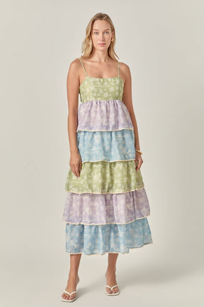 ENGLISH FACTORY - Floral Print Maxi Tiered Dress - DRESSES available at Objectrare