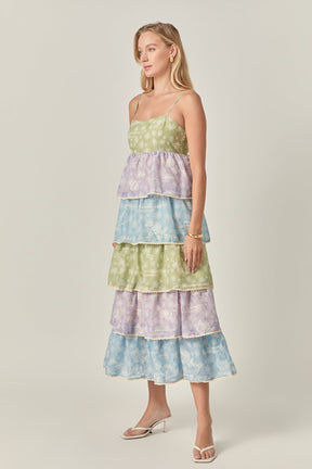 ENGLISH FACTORY - Floral Print Maxi Tiered Dress - DRESSES available at Objectrare