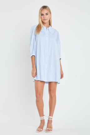 ENGLISH FACTORY - Ruffled Collar Shirt Dress - DRESSES available at Objectrare