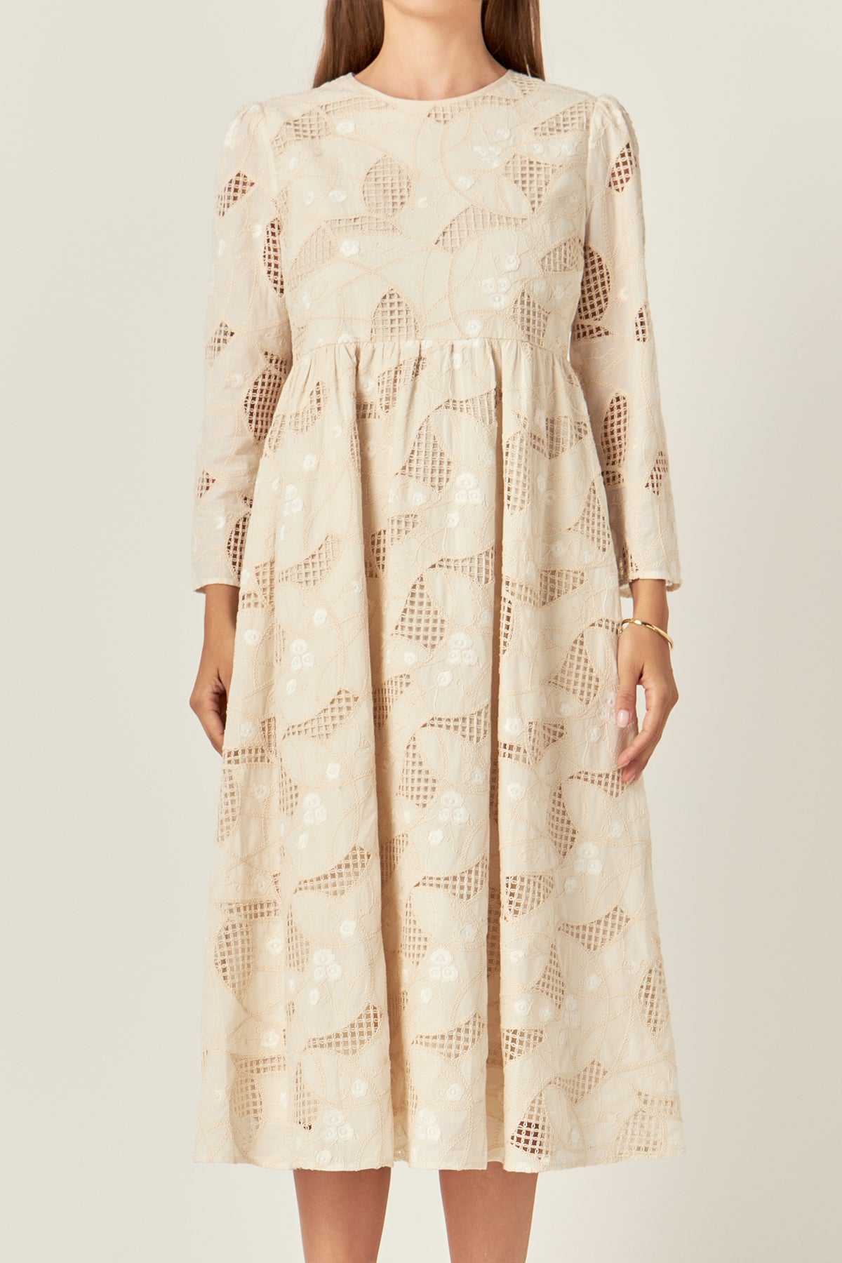 ENGLISH FACTORY - Embroidered Lace Midi Dress - DRESSES available at Objectrare