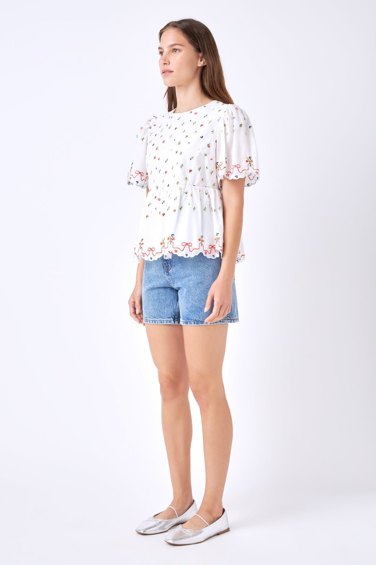 ENGLISH FACTORY - English Factory - Floral Embroidery Scalloped Top - TOPS available at Objectrare