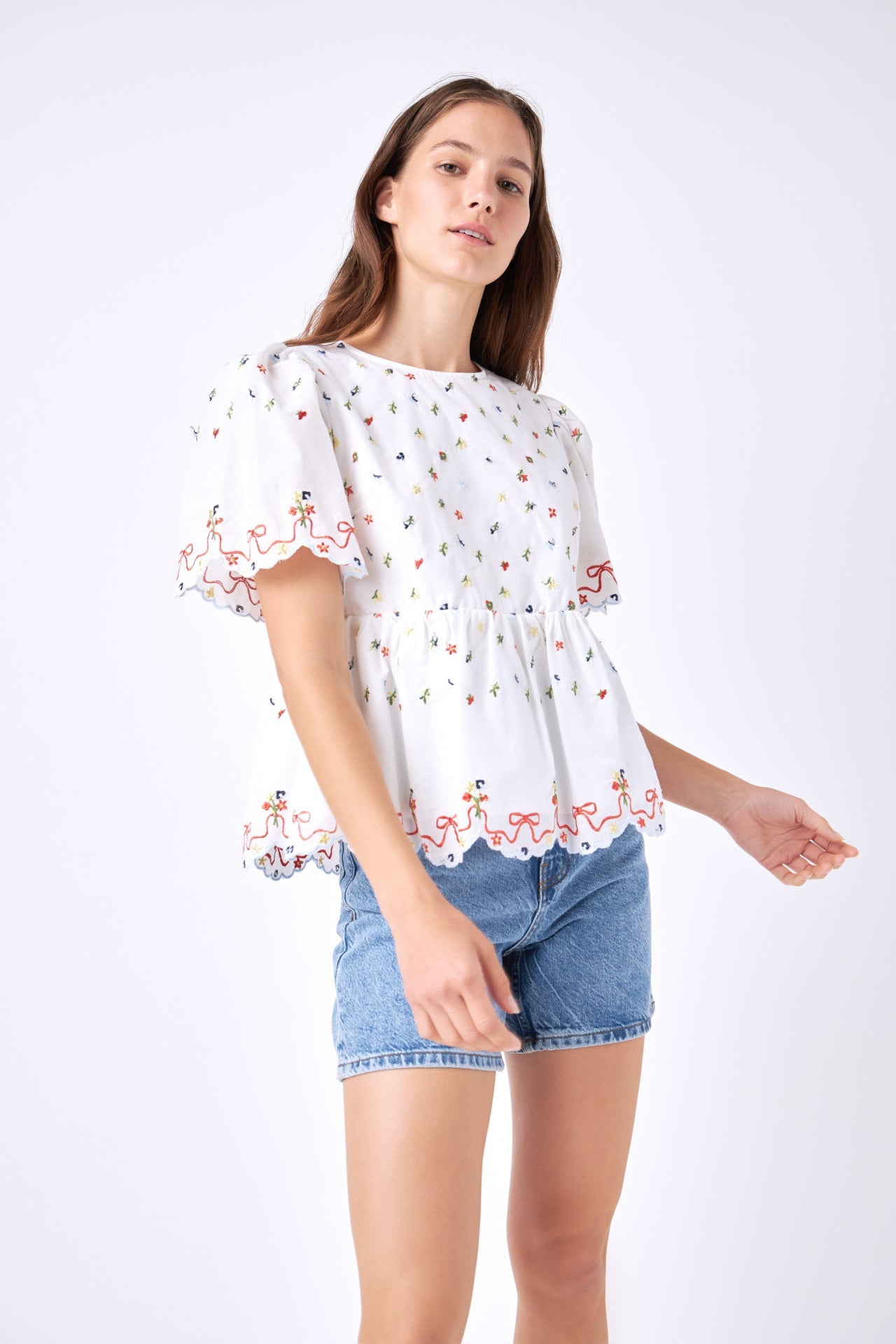 ENGLISH FACTORY - English Factory - Floral Embroidery Scalloped Top - TOPS available at Objectrare