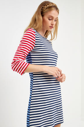 ENGLISH FACTORY - Striped Color Block Mini Dress - DRESSES available at Objectrare