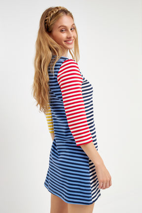 ENGLISH FACTORY - Striped Color Block Mini Dress - DRESSES available at Objectrare