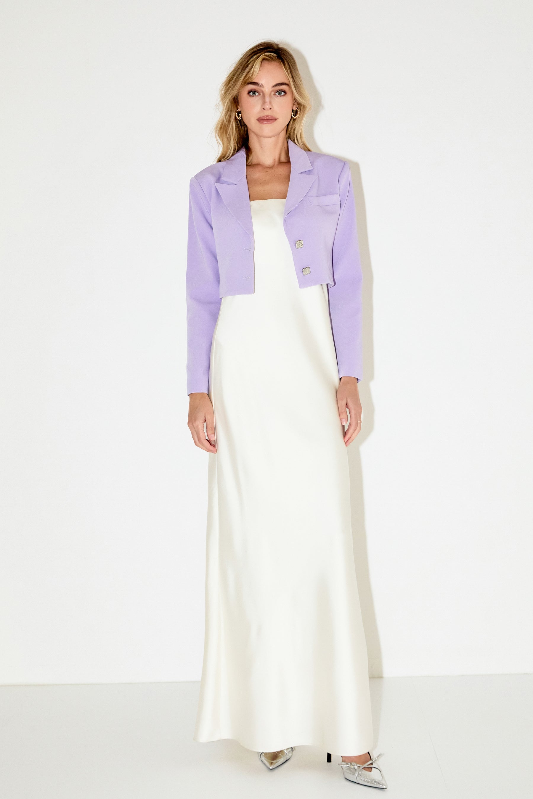 ENGLISH FACTORY - Silky Cropped Blazer - BLAZERS available at Objectrare