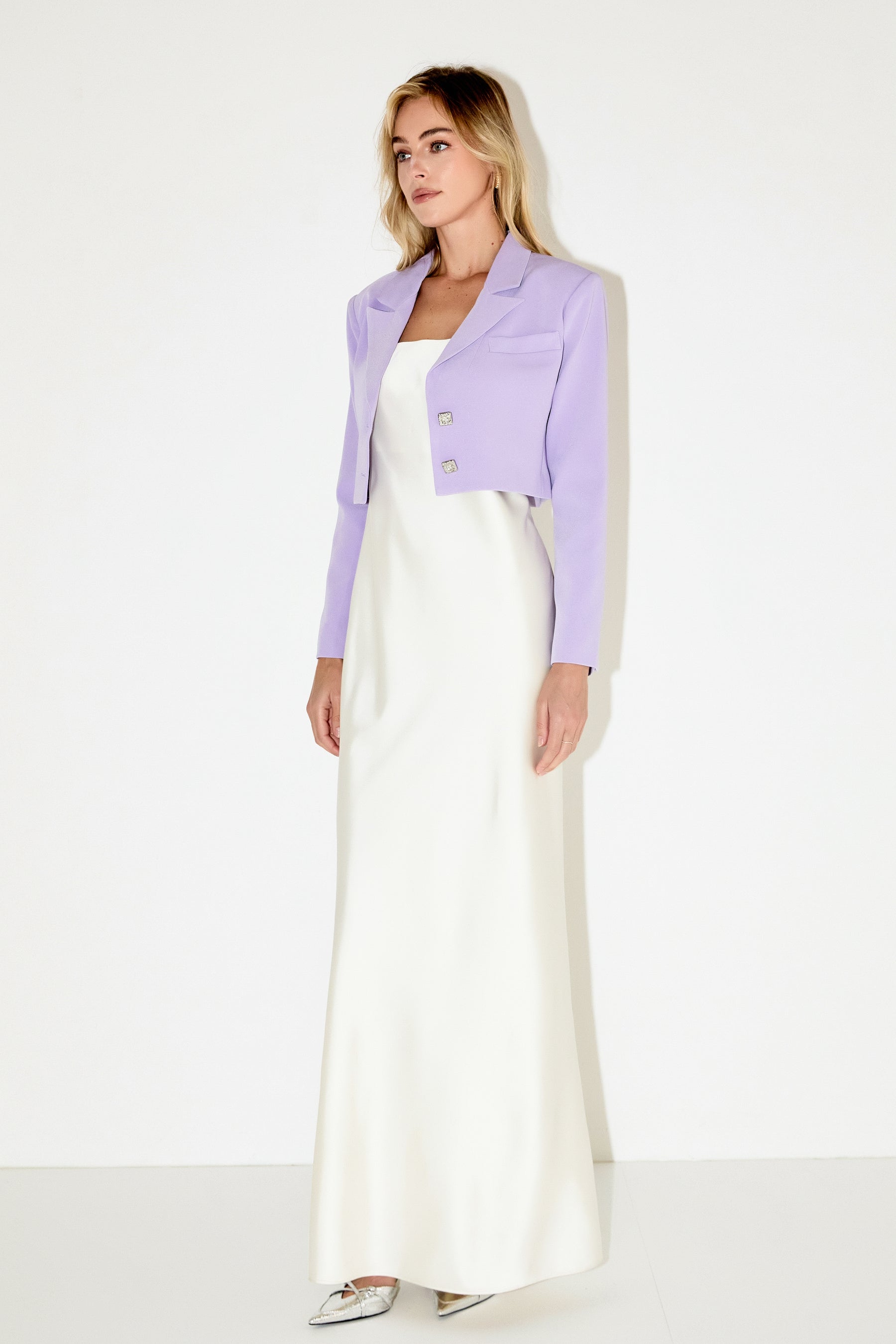 ENGLISH FACTORY - Silky Cropped Blazer - BLAZERS available at Objectrare