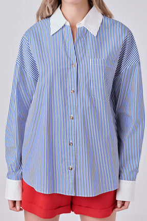 ENGLISH FACTORY - Striped Poplin Shirt - SHIRTS & BLOUSES available at Objectrare