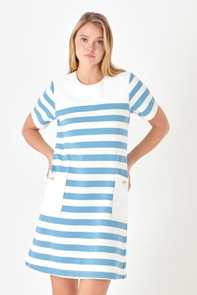 ENGLISH FACTORY - English Factory - Striped Dress with Patch Pockets - DRESSES available at Objectrare