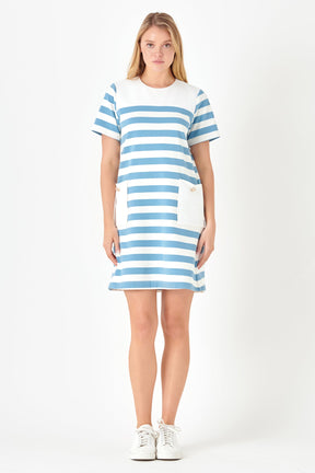 ENGLISH FACTORY - Striped Dress with Patch Pockets - DRESSES available at Objectrare