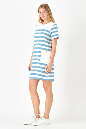 ENGLISH FACTORY - Striped Dress with Patch Pockets - DRESSES available at Objectrare