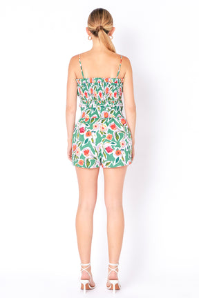 ENGLISH FACTORY - Floral Print Shorts with Smocking - SHORTS available at Objectrare
