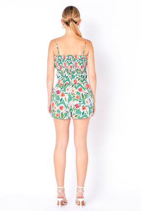 ENGLISH FACTORY - Floral Print Shorts with Smocking - SHORTS available at Objectrare