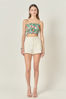 ENGLISH FACTORY - Floral Print Cropped Top - TOPS available at Objectrare