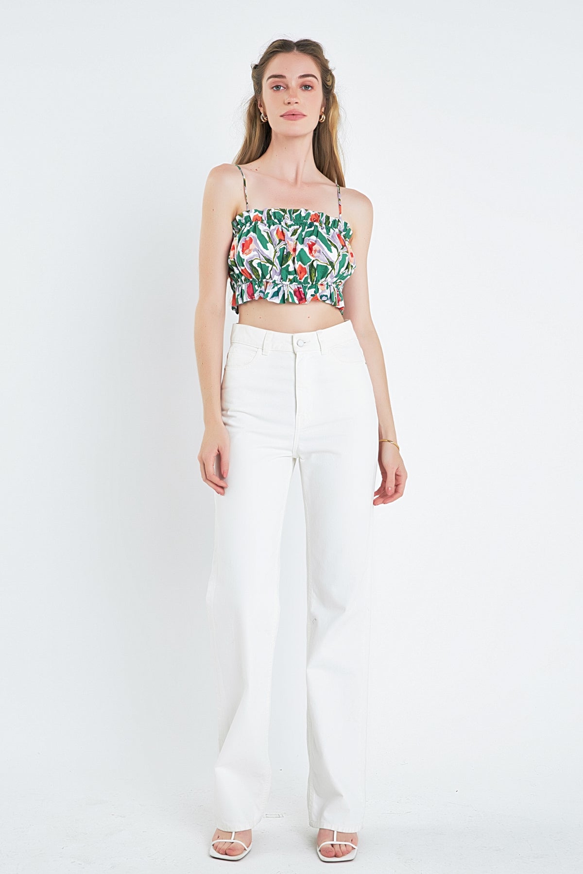 ENGLISH FACTORY - Floral Print Cropped Top - TOPS available at Objectrare