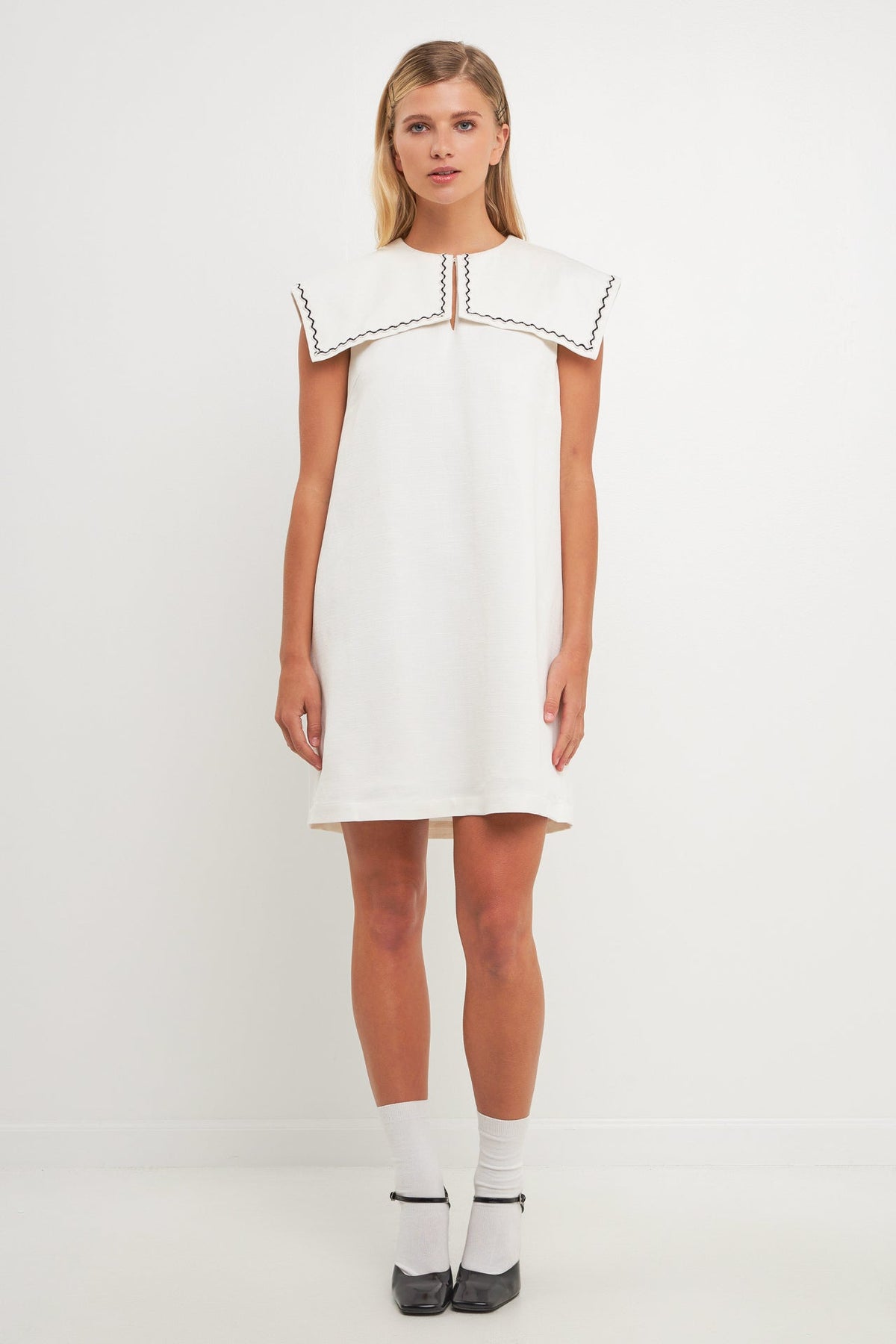 ENGLISH FACTORY - Sailor Collar Dress with Trim - DRESSES available at Objectrare