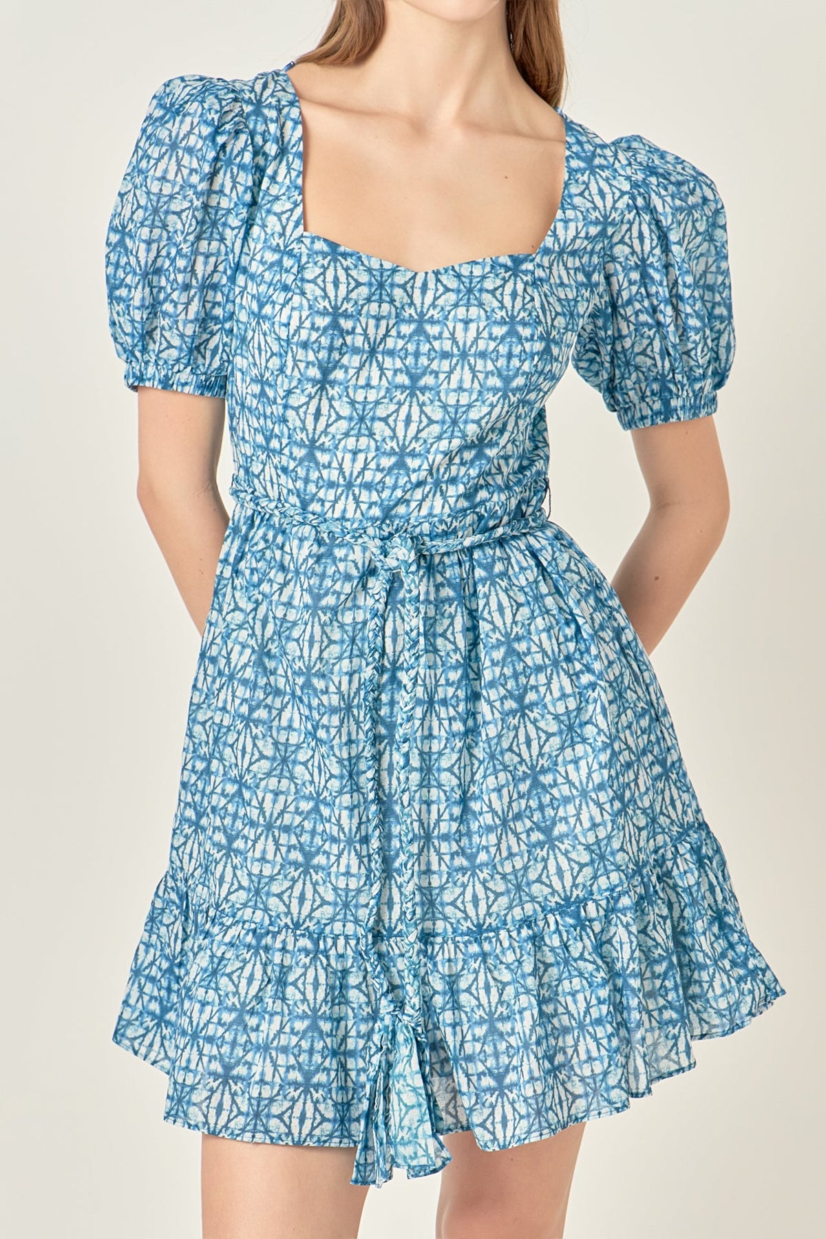 ENGLISH FACTORY - Tie Dye Print Braided Belt Mini Dress - DRESSES available at Objectrare