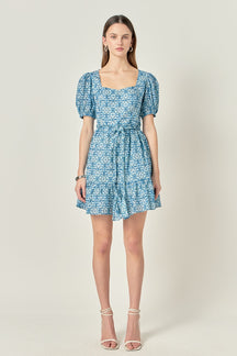 ENGLISH FACTORY - Tie Dye Print Braided Belt Mini Dress - DRESSES available at Objectrare