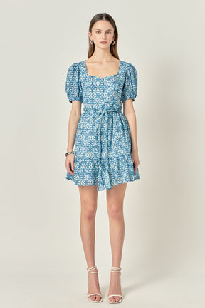 ENGLISH FACTORY - Tie Dye Print Braided Belt Mini Dress - DRESSES available at Objectrare