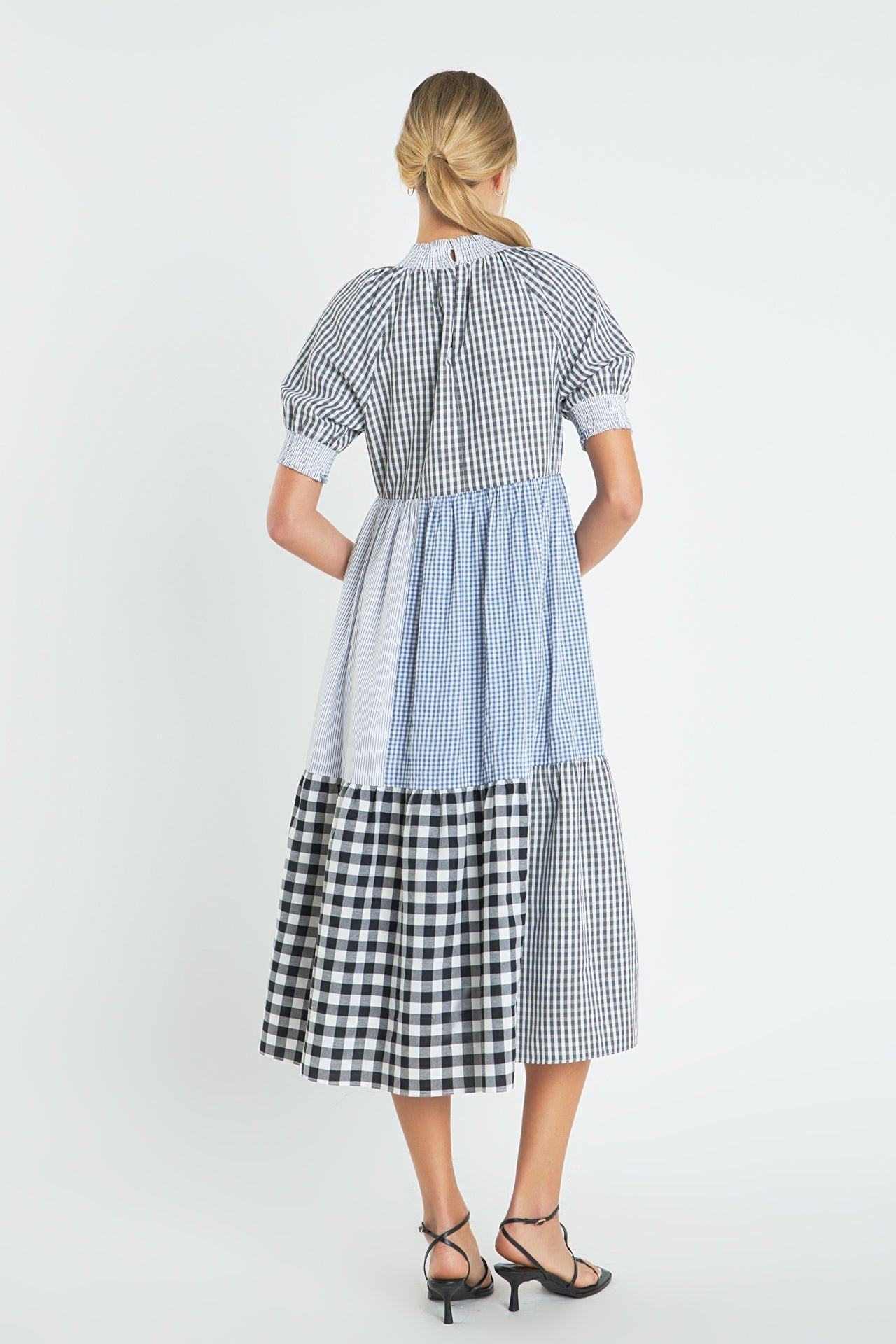 ENGLISH FACTORY - English Factory - Patchwork Gingham Midi Dress - DRESSES available at Objectrare