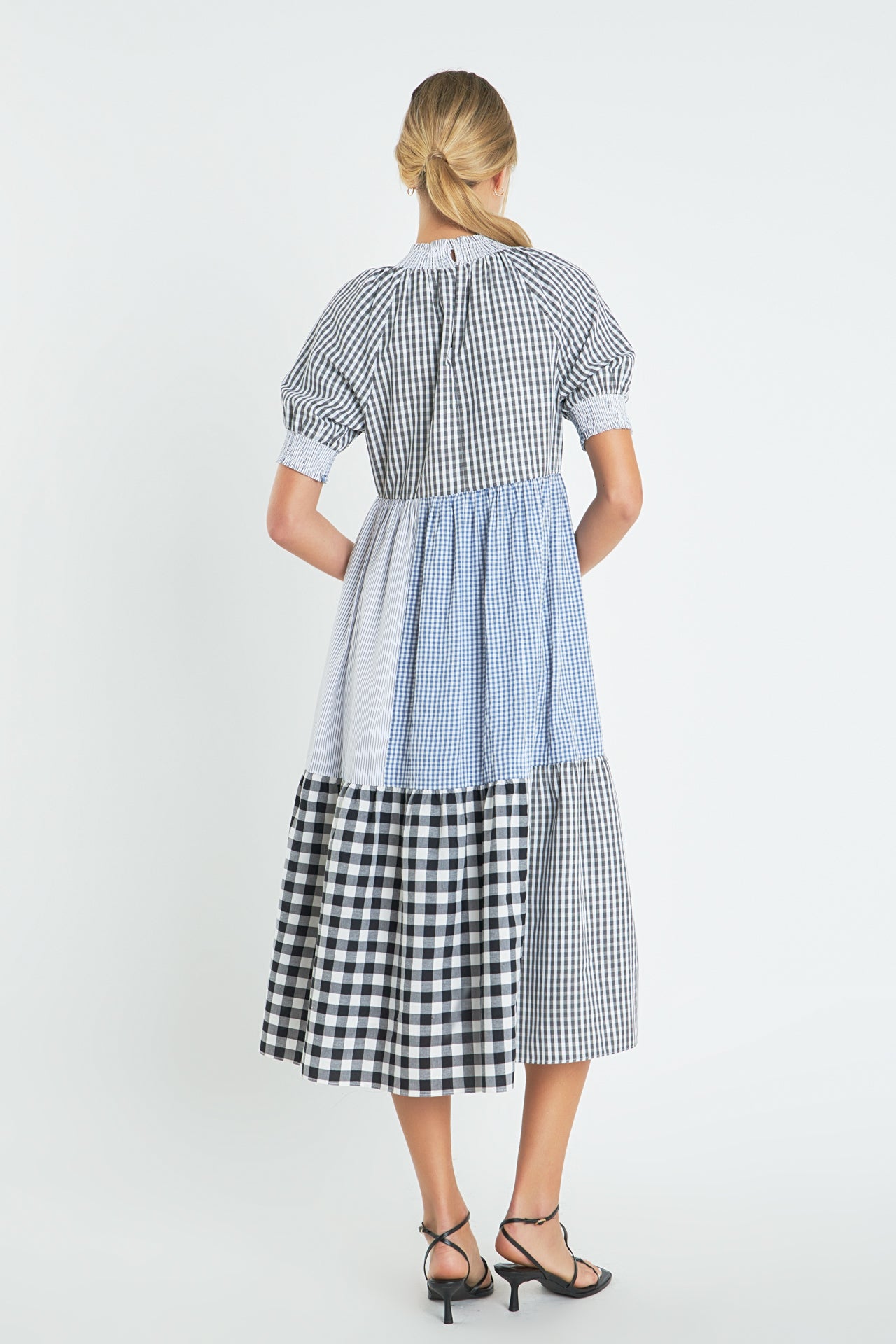 ENGLISH FACTORY - Patchwork Gingham Midi Dress - DRESSES available at Objectrare