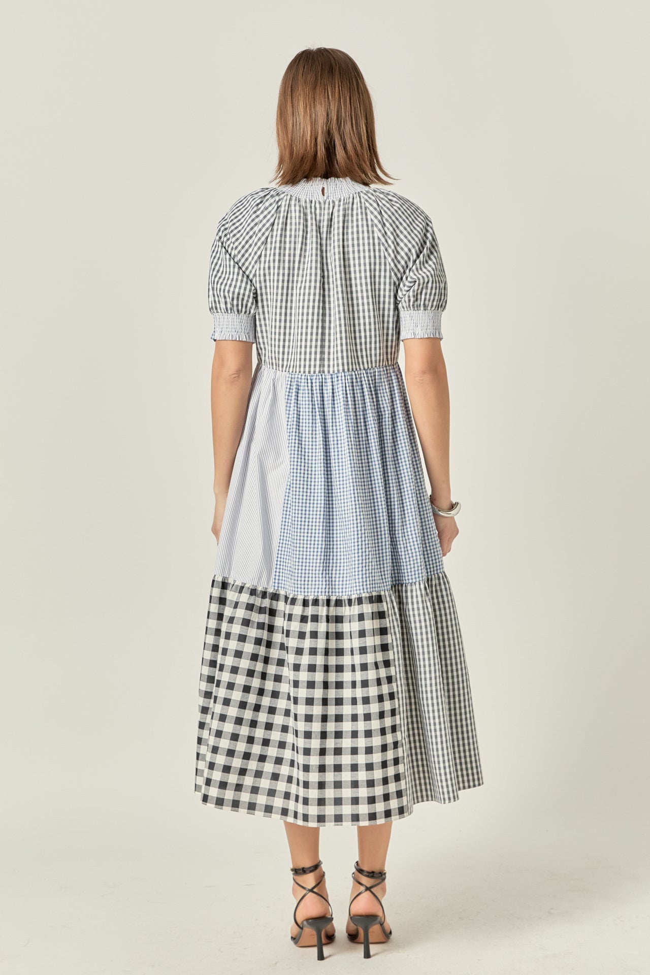 ENGLISH FACTORY - Patchwork Gingham Midi Dress - DRESSES available at Objectrare