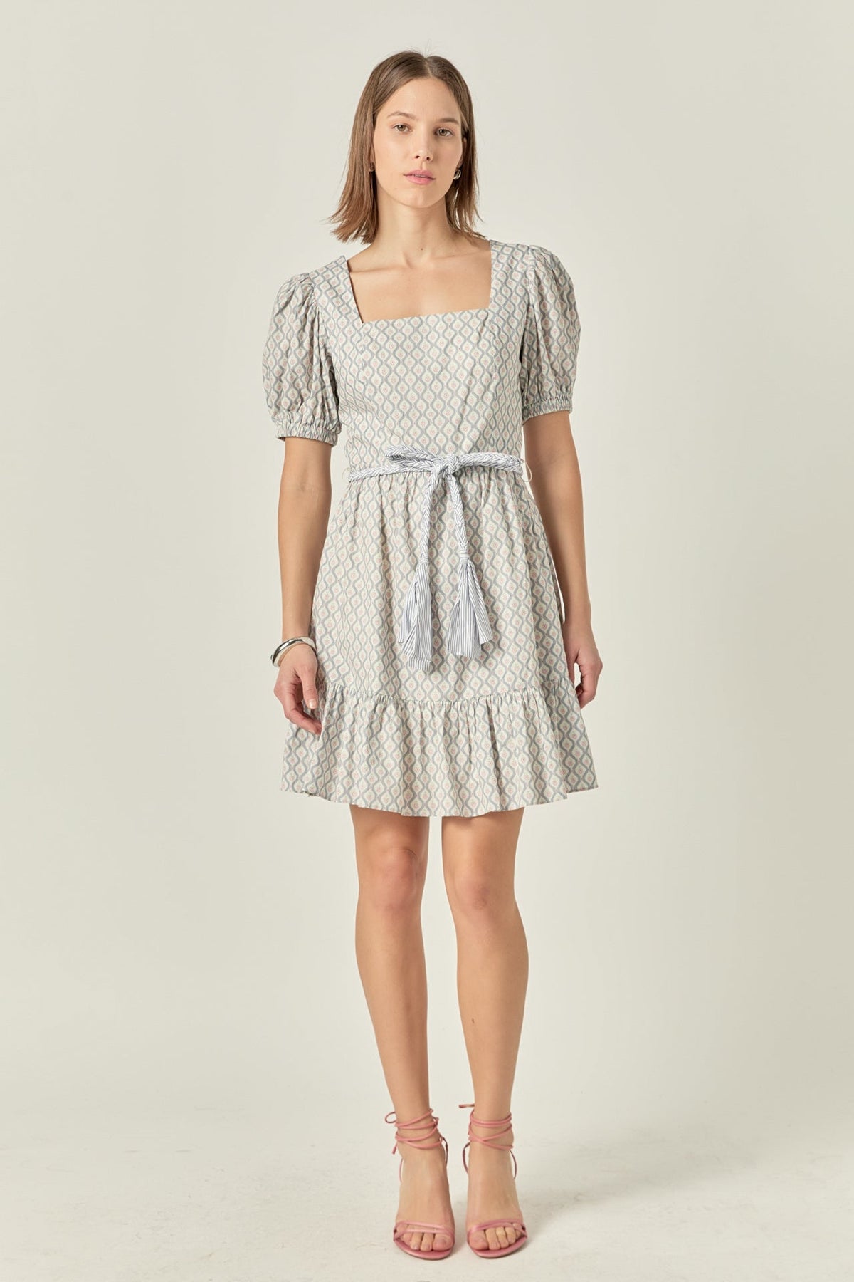 ENGLISH FACTORY - Floral Print Dress with Combo Braided Belt - DRESSES available at Objectrare