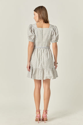 ENGLISH FACTORY - Floral Print Dress with Combo Braided Belt - DRESSES available at Objectrare